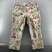 Disney Pants & Jumpsuits | Disney's Alice In Wonderland Designer Collection White Floral Capri Pants Sz 10 | Color: White | Size: 10