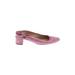 J.Crew Heels: Slip On Chunky Heel Casual Pink Solid Shoes - Women's Size 8 1/2 - Almond Toe