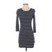 Forever 21 Casual Dress - Bodycon Scoop Neck 3/4 sleeves: Blue Color Block Dresses - Women's Size Small