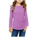 Qufokar Long Sleeve Shirts Juniors Girls Pumpkin Iron Toddler Kids Girls Tunic Tops Crewneck Ultra Soft Solid Color Long Sleeve Casual Pullover Sweatshirt With Side Buttons