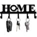 Key Holder Black Metal Wall Mount Vintage Keys Hook 33X13.5cm Home Decor Rustic Western Key Hanger Decorative with 5 Hooks for Front Door Kitchen and Home