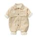 Qufokar Baby Boy Summer Clothes Preppy Baby Boy Clothes Toddler Babys Girls Boys Fleece Thick Warm Jumpsuit Solid Yellow Begie