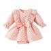 Qufokar Long Sleeve Shorts Bodysuit Dresses 3-6 Months Baby Girls Long Ruffled Sleeve Geometric Patchwork Bowknot Princess Dress Romper Bodysuit Outfits Clothes