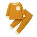 Qufokar Owikar Baby Girls Rompers 3 Month Girl Clothes Toddler Baby Boys Girls Outfits Solid Long Sleeves Casual Soft Tops Pullover Pants 2Pcs Clothes Set
