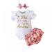 BESLY Summer Infant Baby Girls Clothes Outfits Solid Color Printed Triangle Shorts Three-piece Set