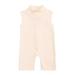 Qufokar Bodysuit for Baby Girl Footie Baby Girl Toddler Girls Baby Kids Solid Ribbed Zip Up Jumpsuit Romper Summer Sleeveless Playsuit Outfits Clothes