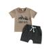 Bagilaanoe 2pcs Toddler Baby Boy Short Pants Set Letter Print Short Sleeve T-Shirt Tops + Shorts 6M 12M 18M 24M 3T Kids Casual Summer Outfits