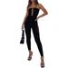 xingqing Women s Sexy Sleeveless Jumpsuit Mesh Sheer Cut Out Romper One-Piece Bodycon Leggings Overall Black L