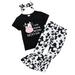 Qufokar 12-18 Month Girl Clothes Staff for Baby Girl Children Kids Toddler Baby Girls Cute Cartoon Animals Short Sleeve Tops Blouse T Shirt Print Pants Trousers With Headbands Outfits Set 3Pcs Clothe