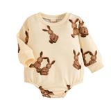 Qufokar Baby Kimono Baby Organic Clothes Boys Girls Long Sleeve Cartoon Bear Prints Pullover Romper Sweatshirt Bodysuits