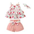 Baby Skirt Shorts Cover Turn Girl s Sleeveless Off The Shoulder Floral Bow Top Dress Lace Up Shorts Junior Outfits for Teen Girls