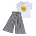 Qufokar Premature Girl Clothes Dress Set Baby Girl Toddler Kids Girls Clothing Sets Summer Sunflower T Shirt Tops Chiffon Ruched Loose Pants Outfits Children Clothes