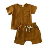 Toddler Kids Baby Boy Girl Solid Pullover Short Sleeve Cotton Linen Sweatshirt T Shirt Crewneck Tops Shorts Set Clothes Jacket Baby Boy 2t Shorts
