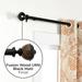Deco Window 36 to 66 inches Adjustable Curtain Rod for Windows with Wooden Urn Finials (1 Diameter Black)