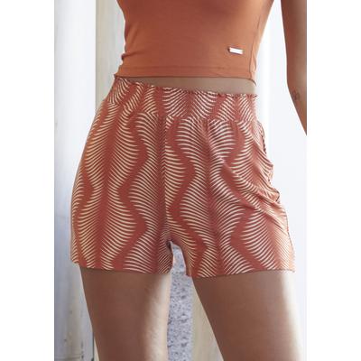 Pyjamashorts LASCANA, Damen, Gr. 44/46, N-Gr, rot (terracotta bedruckt), Jersey, Obermaterial: 95% Viskose, 5% Elasthan,