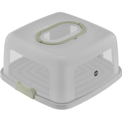 Kuchentransportbox EMSA "K32670 Prep&Bake", grün (transparent, grün), B:35,5cm H:16,10cm L:32,5cm, Kunststoff, Lebensmittelaufbewahrungsbehälter, eckig 37x33 cm, Tragegriff, Schneidevorrichtungen Image