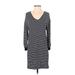 Gap Casual Dress - Shift V Neck 3/4 sleeves: Blue Color Block Dresses - Women's Size X-Small