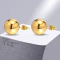 Vnox – boucles d'oreilles en acier inoxydable pour femmes couleur or boule de 12MM bijoux perles