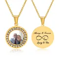 Pendentif de collier Photo personnalisé pour femmes et hommes collier rond en zircone cubique