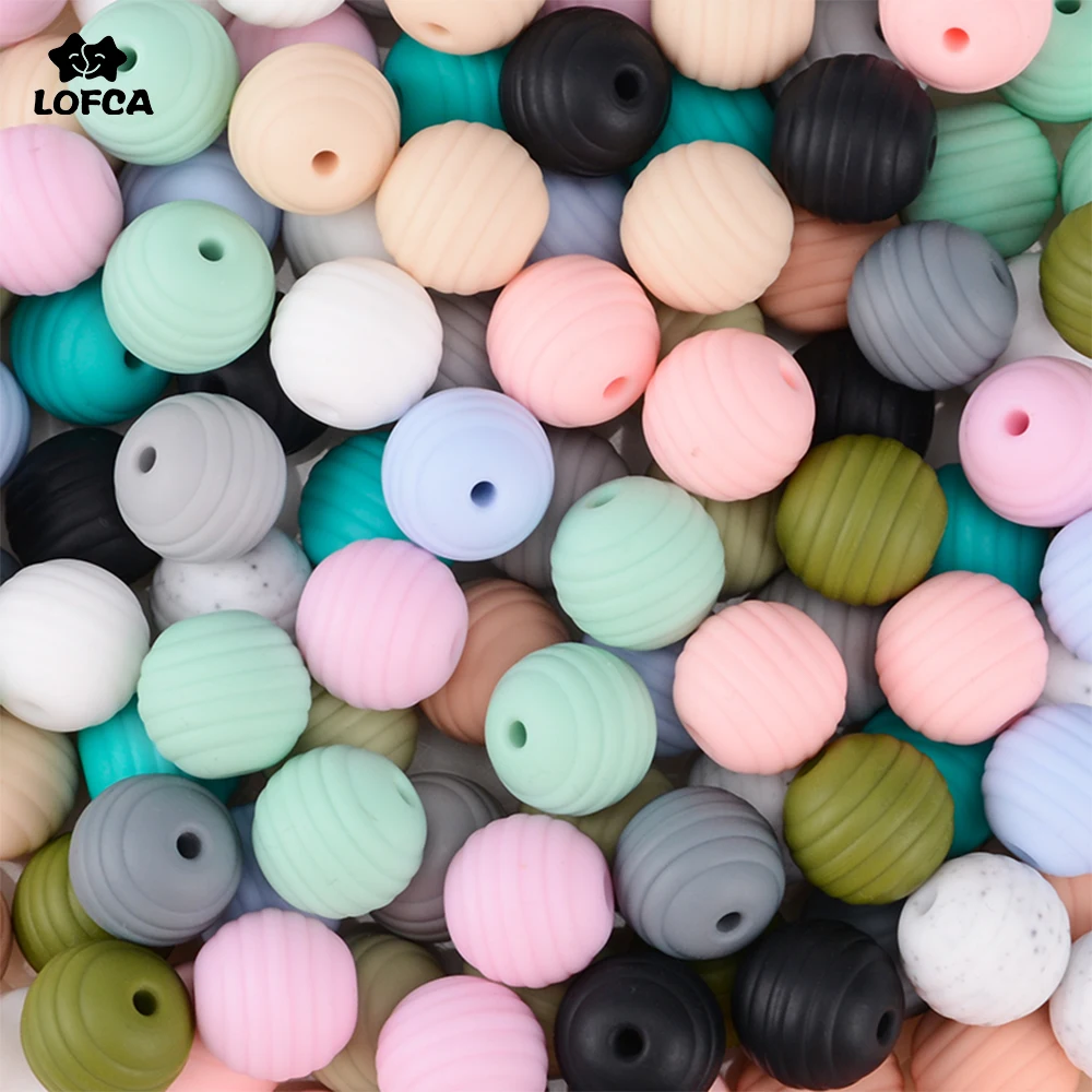 LOFCA 10 pièces 15mm ruche Silicone perles de qualité alimentaire fileté anneau de dentition bricolage spirale sucette Clips perles collier bébé anneau de dentition