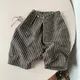 Pantalon rétro rayé en coton et lin pour enfants pantalon large décontracté japonais garçons et
