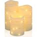 Flameless LED Candles Set - Ivory Real Wax Pillars with String Lights - Battery Operated 5-Hour Timer (3 x 4/5/6) - Pack of 3