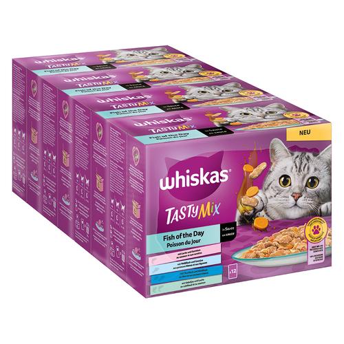 48x 85g Multipack Tasty Mix Portionsbeutel Whiskas Fish of the Day in Sauce Katzenfutter nass