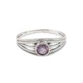 Wise Eden,'Polished Domed Single Stone Ring with Round Amethyst Gem'