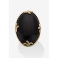 Women's Cabochon-Cut Black Agate 18K Gold-Plated Ring by PalmBeach Jewelry in Agate (Size 7)