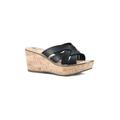 Women's White Mountain Samwell Platform Wedge Sandal by White Mountain in Black Burnished Smooth (Size 6 M)