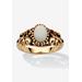 Women's Oval-Cut Opal Scroll Ring In Antiqued Gold-Plated by PalmBeach Jewelry in Opal (Size 7)