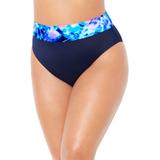 Plus Size Women's High Waist Cheeky Shirred Brief by Swimsuits For All in Electric Ocean (Size 10)
