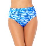 Plus Size Women's Shirred Swim Brief by Swimsuits For All in Blue Animal (Size 24)