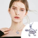 Kayannuo Necklaces for Women Christmas Clearance Sea Turtle Ocean Blue Fire Opal Inlay Silver Jewelry Necklace Birthday Gifts for Women