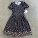 Lularoe Dresses | Medium Black Floral Lularoe Amelia Dress New | Color: Black/Orange | Size: M