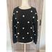 Anthropologie Tops | Anthropology, Brand, Family, Black Sweatshirt With Pom-Poms Small | Color: Black/White | Size: S