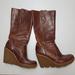 Michael Kors Shoes | Michael Kors Leather Wedge Knee High Boot Gum | Color: Brown/Tan | Size: 10