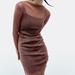 Zara Dresses | Nwt Pink Brown Contrasting Sparkly Mesh Dress. | Color: Brown/Pink | Size: Various