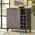 Buffet Sideboard Metal & Wood Grey 2 Doors 9 Shelves