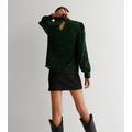 Gini London Green Sequin High Neck Long Sleeve Blouse New Look