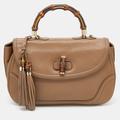 Gucci Brown Leather Large New Bamboo Tassel Top Handle bag, Brown