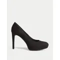 M&S Womens Slip On Platform Stiletto Heel Court Shoes - 3.5 - Black, Black