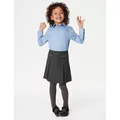 M&S Girls Embroidered School Skirt (2-18 Yrs) - 7-8 Y - Grey, Grey