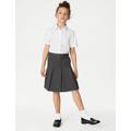 M&S Girls Plus Fit Permanent Pleats School Skirt (2-18 Yrs) - 7-8 Y - Grey, Grey