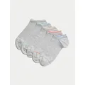 M&S Womens 5pk Sumptuously Soft™ Trainer Liners™ - 3-5 - Grey Mix, Grey Mix