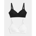 M&S Womens 2pk Maternity Lace Trim Nursing Bras B-G - 42B - Black/White, Black/White,Navy Mix