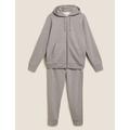 M&S Mens Pure Cotton Zip Up Hoodie & Joggers Set - XXXLSTD - Grey Marl, Grey Marl