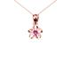0.10ct Red CZ Delicate Hawaiian Plumeria Charm Necklace in 9ct Rose Gold