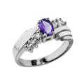 0.64ct Lab Grown Amethyst & Diamond Dazzle Gemstone Ring in 9ct White Gold