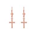 Heart Cross Twirl Heart Drop Earrings in 9ct Rose Gold